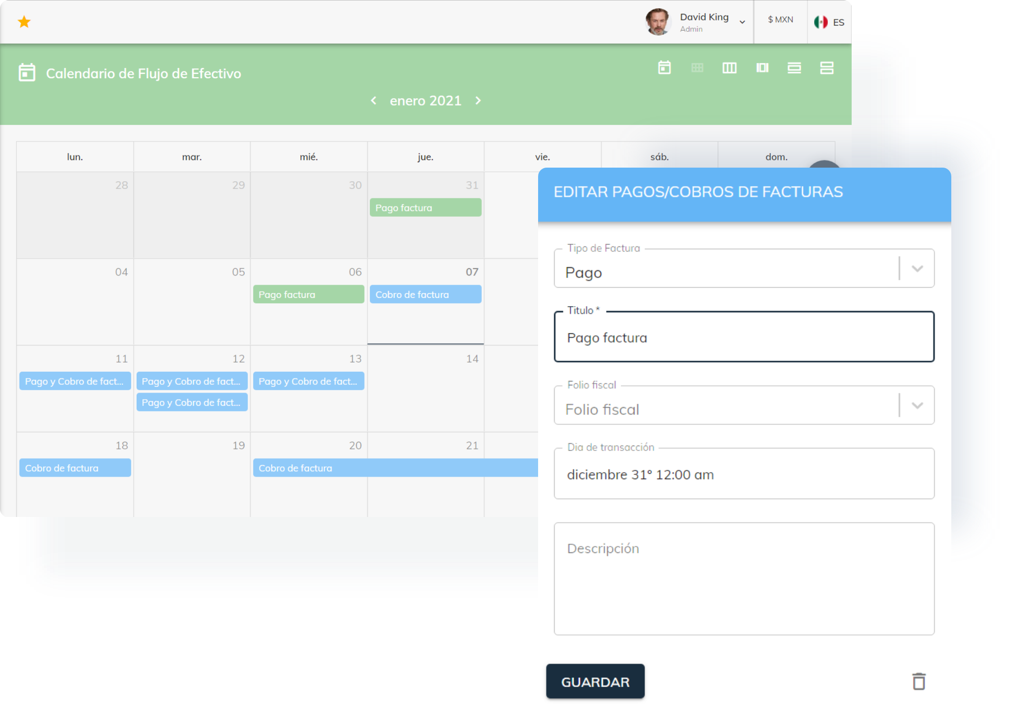Control de pagos y cobros EOS Software