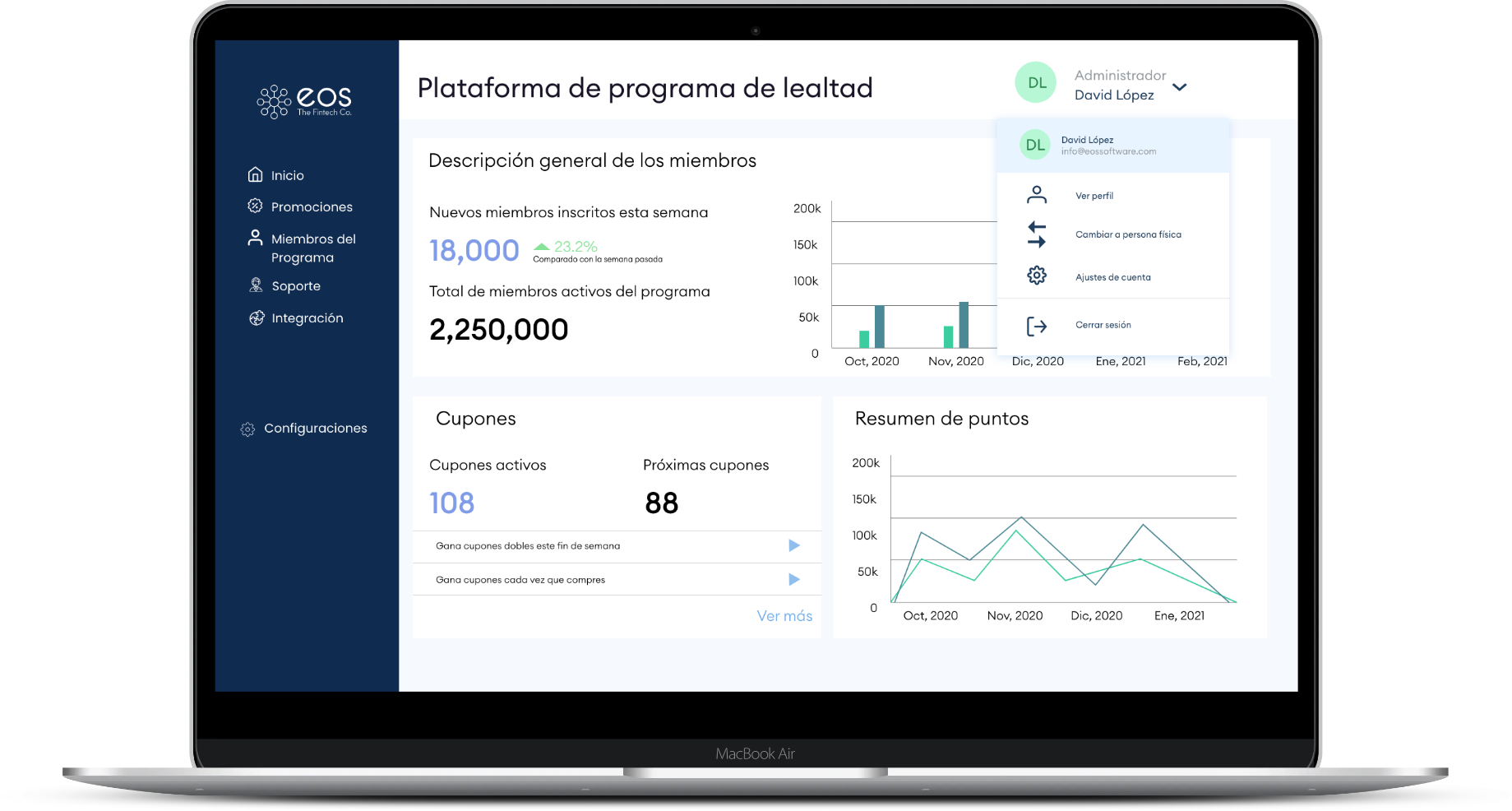 Programa de lealtad EOS Software
