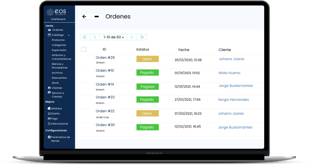 Control de ordenes EOS Software